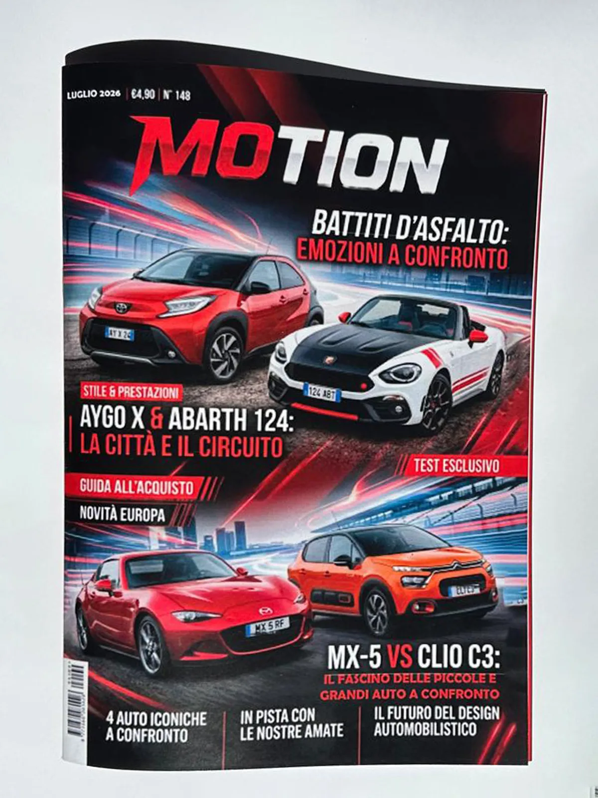 Copertina della rivista automobilistica MOTION stampata da GUUG Roma su carta patinata